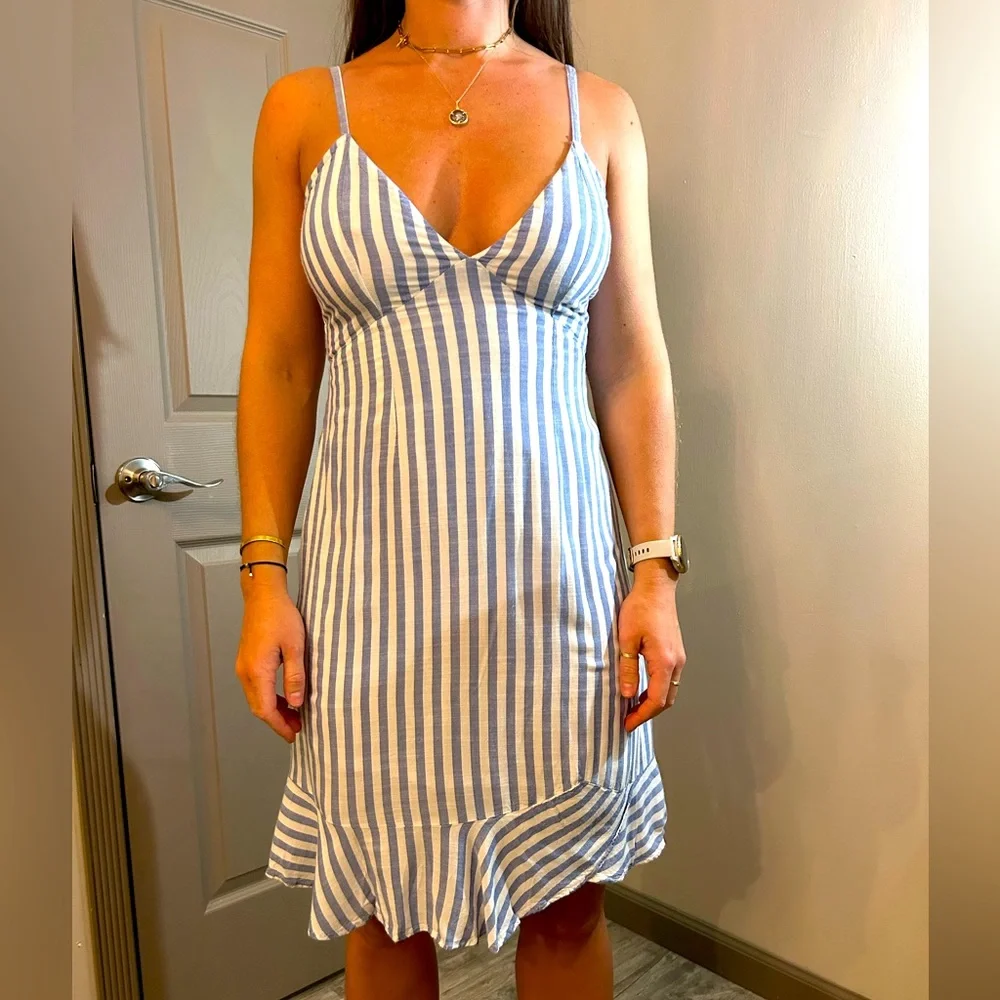 Blue and White Striped Sundress - Picture 1 of 4